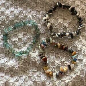 Set of three natural chip stone bracelets